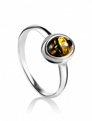 Тонкое серебряное кольцо с миниатюрной янтарной вставкой «Кислород», 906305358
