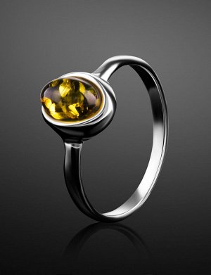 Тонкое серебряное кольцо с миниатюрной янтарной вставкой «Кислород», 906305358