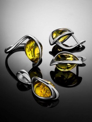 Яркое кольцо из серебра с натуральным лимонным янтарём «Голконда», 906312243