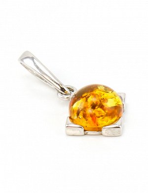 Небольшой серебряный кулон с натуральным янтарем золотисто-коньячного цвета «Рондо», 501710246