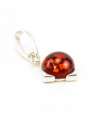 Небольшой серебряный кулон с янтарем вишневого цвета «Рондо», 501710240
