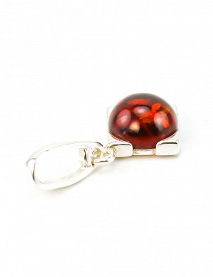Небольшой серебряный кулон с янтарем вишневого цвета «Рондо», 501710240