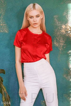 Красная шелковая блуза