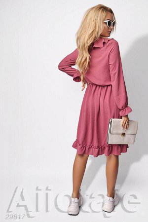 Платье миди темно-розового цвета с оборками