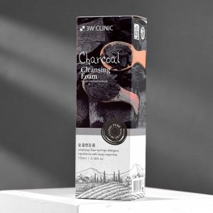 Глубоко очищающая пенка для сужения пор 3W CLINIC Charcoal Cleansing Foam с древесным углём, 100 мл