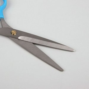 Ножницы парикмахерские с упором, лезвие — 6,5 см, цвет голубой