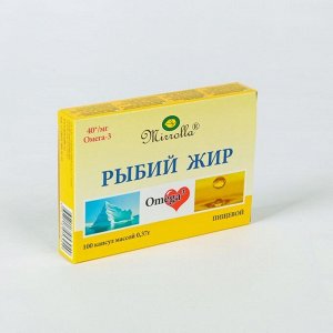 Капсулы «Мирролла» пищевой рыбий жир, 100 капсул по 0,37 г.