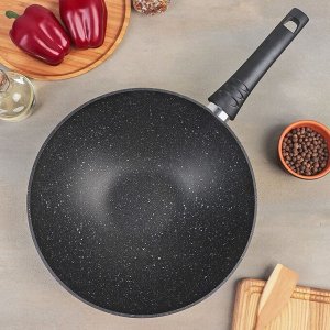 Сковорода-wok KUKMARA, d=30 см, с ручкой, антипригарное покрытие, цвет тёмный мрамор