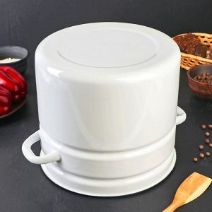 Кастрюля эмалированная, 10 л, цилиндрическая, цвет белый