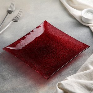 Тарелка квадратная 22,5 см, цвет красный