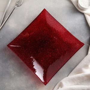 Тарелка квадратная 22,5 см, цвет красный