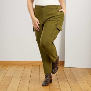 Легкие брюки с многочисленными карманами - коричневый