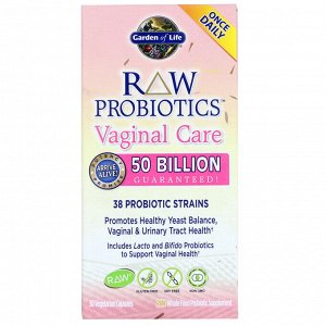 Garden of Life, Raw Probiotics, пробиотики для здоровья влагалища, 30 вегетарианских капсул