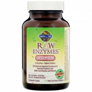 Garden of Life, Ферменты RAW Enzymes для женщин, 90 вегетарианских капсул