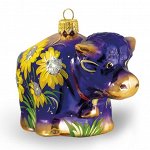 Елочная игрушка из стекла Бычок Ван Гог