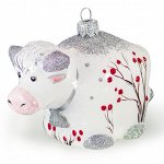 Елочная игрушка из стекла Бычок Снежок