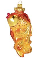 Елочная игрушка из стекла Золотая рыбка