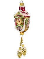 Елочная игрушка из стекла Часы новогодние с шишками