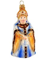 Елочная игрушка из стекла Царица в синем платье