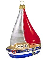 Елочная игрушка из стекла Яхта
