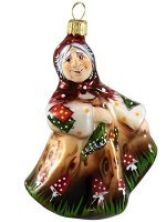 Елочная игрушка из стекла Баба-яга