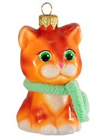 Елочная игрушка из стекла Котенок Рыжик