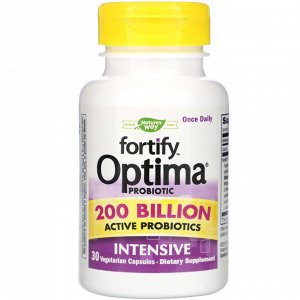 Nature's Way, Пробиотик Fortify Optima, интенсивный, 200 миллиардов, 30 вегетарианских капсул