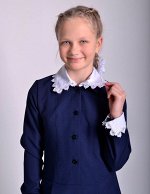 Школьное платье Полина с габардиновым воротничком Темно-синее