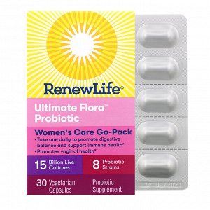 Renew Life, Комплексная добавка для женщин, пробиотик Ultimate Flora, 15 млрд живых культур, 30 вегетарианских капсул