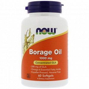 Масло Бурачника, Гамма-Линолевая Кислота, BORAGE OIL 1000 mg 60 SGELS  1000 мг - 60 капсул