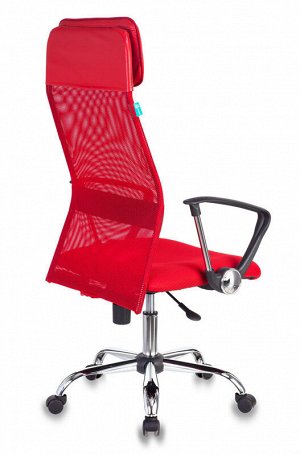 Кресло руководителя Бюрократ KB-6N красный TW-35N TW-97N сетка/ткань с подголов. крестовина металл хром