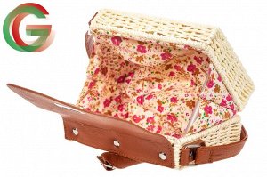 Сумка-коробочка плетеная из ротанга с отделкой из экокожи, цвет молочный
