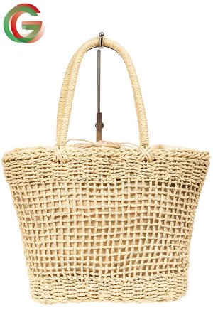 Плетеная сумка-корзинка из соломки, цвет молочный