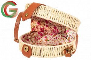 Круглая сумка-коробочка из ротанга, цвет бежевый