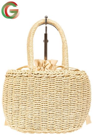Плетеная сумка-корзинка из соломки, цвет слоновой кости