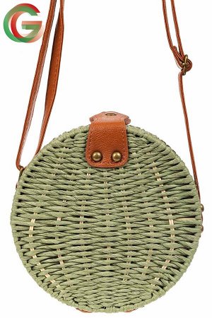 Круглая сумка-коробочка из ротанга, цвет зеленый