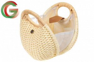 Плетеная сумка из ротанга в форме шара, цвет молочный
