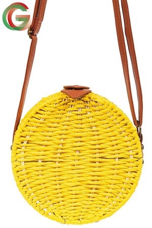 Круглая сумка-коробочка из ротанга, цвет желтый