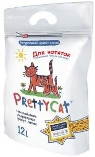 Наполнитель PrettyCat впитывающий древесный "Wood Granules" для котят 4кг (12 л)