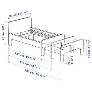 SLÄKT СЛЭКТ Раздвижная кровать с реечным дном, белый/береза 80x200 см