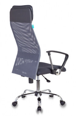 Кресло руководителя Бюрократ KB-6N темно-серый TW-04 TW-12 сетка/ткань с подголов. крестовина металл хром