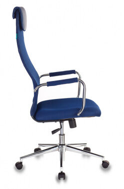Кресло руководителя Бюрократ KB-9N синий TW-05N TW-10N сетка с подголов. крестовина металл хром