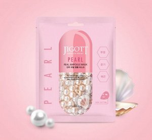 * 280221 "Jigott" Pearl Real Ampoule Mask Маска для лица тканевая ампульная с жемчугом 27 мл