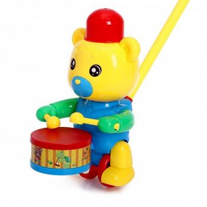 Каталка на палке «Медведь-барабанщик», цвета МИКС