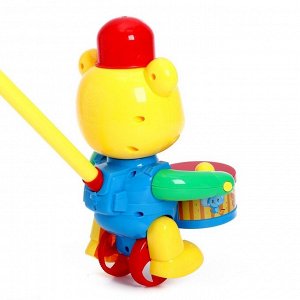 Каталка на палке «Медведь-барабанщик», цвета МИКС