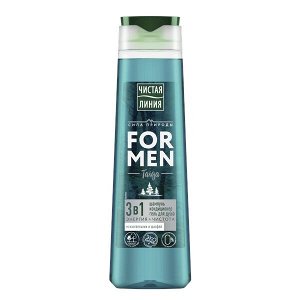 Чистая Линия FOR MEN шампунь,кондиционер и гель для душа 3в1 Taiga Энергия+Чистота Можжевельник и шалфей 400 мл