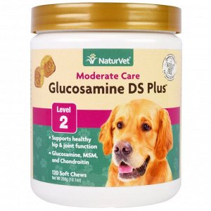 NaturVet, Glucosamine DS Plus, средний уровень поддержки, уровень 2, 120 мягких жевательных конфет, 10,1 унций (288 г)
