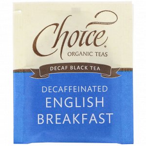 Choice Organic Teas, Organic Decaffeinated English Breakfast, Decaf Black Tea , 16 Tea Bags, 1.12 oz (32 g)