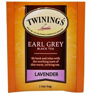 Twinings,  - Эрл Грей - , черный чай с ароматом лаванды, 20 чайных пакетиков, 1,41 унции (40 г)
