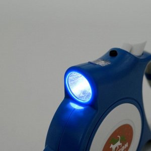 Рулетка "Пижон" с фонариком, прорезиненная ручка, 5 м, до 35 кг, голубая